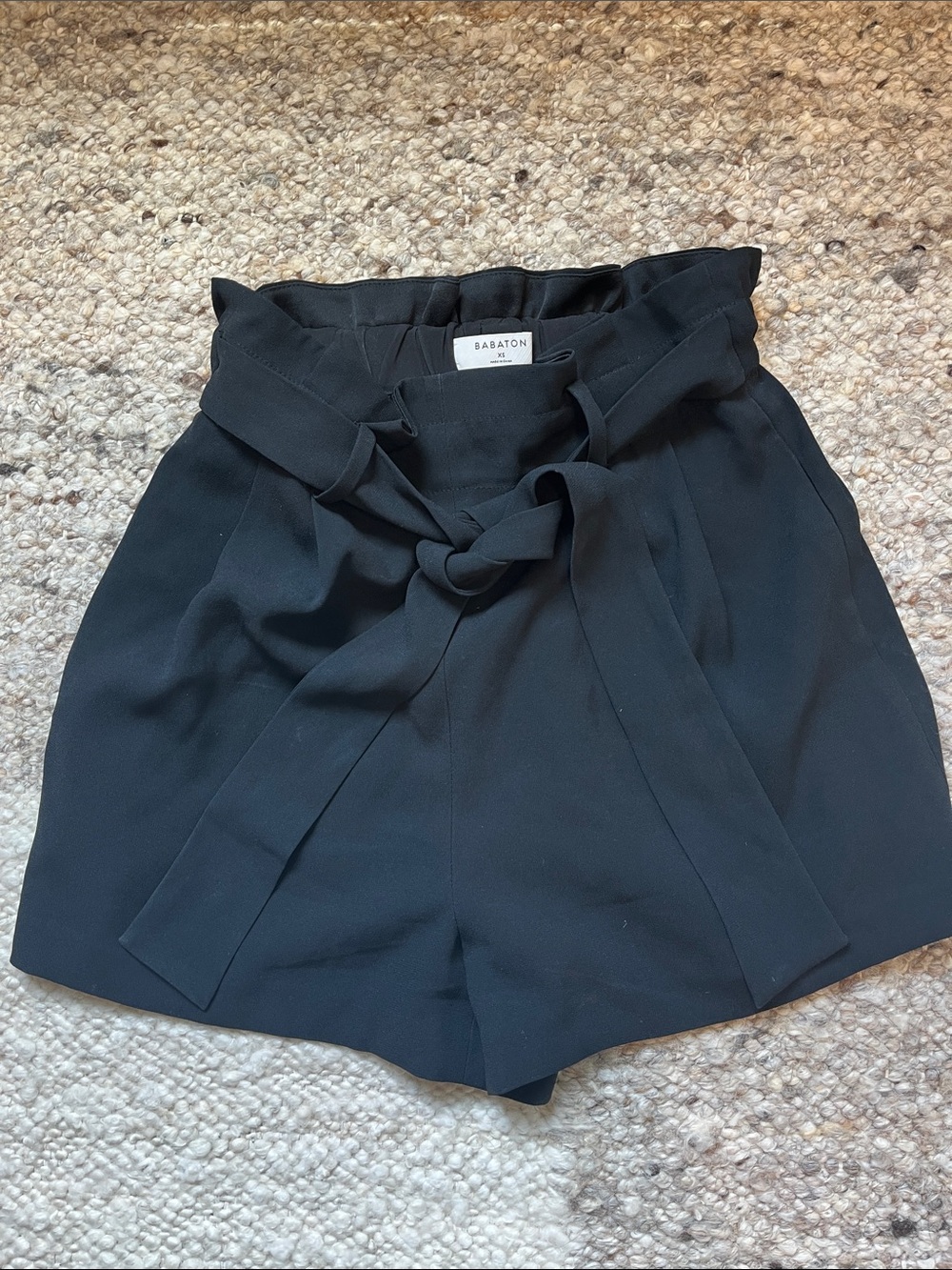 Babaton Black High-Rise Paperbag Tie Shorts